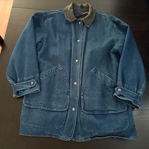 VTG Womens Woolrich Denim Wool Lined Barn Chore Oversized Jacket Size M